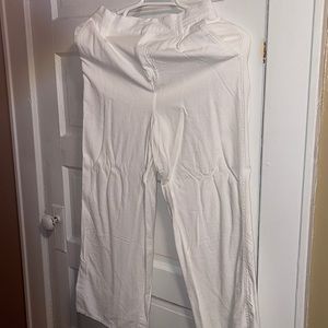 Linen white wide leg pant